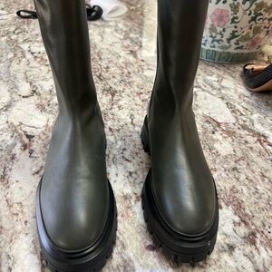 Stuart Weitzman Dark Green Combat Boots